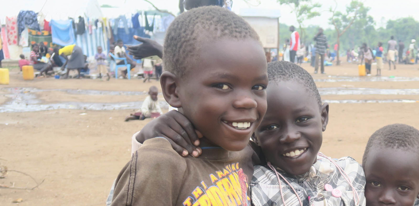 Newly arrived refugee children from Equatoria region of South Sudan in northern Uganda