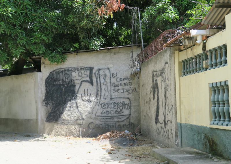 Grafitti from a local gang in the Rivera Hernandez, one of the most dangerous areas in Honduras