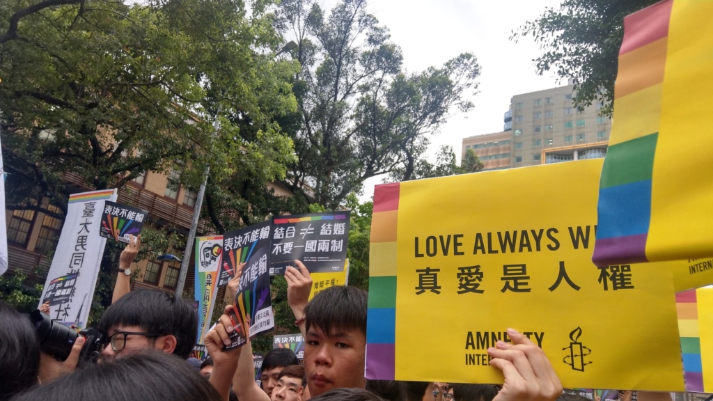 Taiwan became the first in Asia to legalize same sex marriage in May 2019. Credit: Amnesty International.