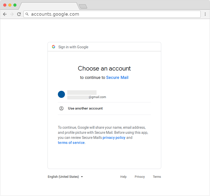 Screenshot of Google's login prompt requesting authorization to the malicious app