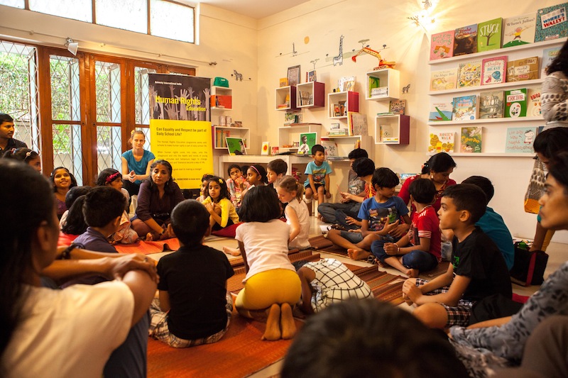 Young people discuss how bullying makes them feel during a human rights education session with parents, Lightroom Bookstore, Bangalore, India, 30 May 2015 © Amnesty International India