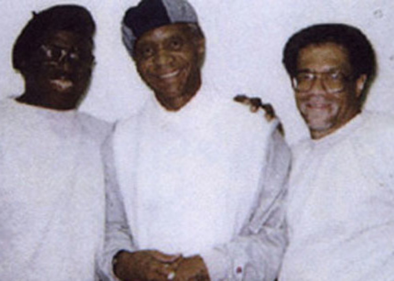 The only existing photo of the Angola Three together: Herman Wallace (left), Robert King (centre) and Albert Woodfox, Angola prison, Louisiana, 2001.