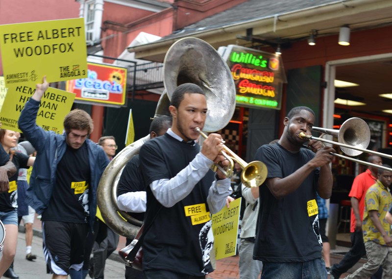 Family, friends and activists march in New Orleans to demand Albert Woodfox's freedom and in memory of Herman Wallace, who died just days after being released from prison, October 2013.
