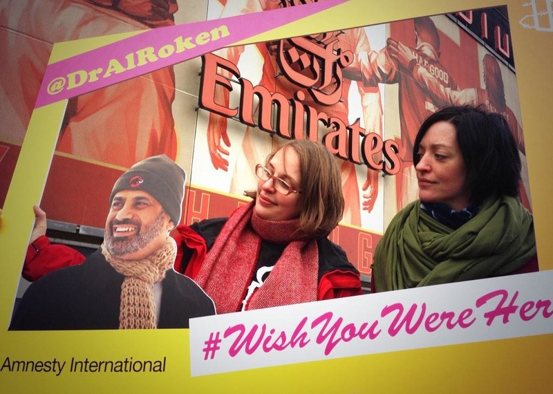 Activists in the UK campaigning for Mohammed al-Roken during Write for Rights 2014. Credit: Amnesty International