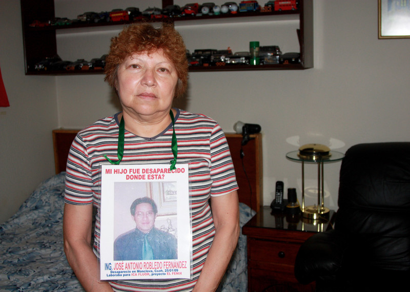 María Guadalupe Fernández Martínez, mother of José Antonio Robledo Fernández, who disappeared in Mexico in 2009.