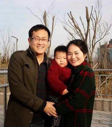 Lawyer Wang Quanzhang with wife and son