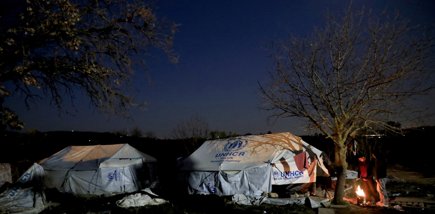Asylum seekers living in tents in Chios (VIAL), Greece.