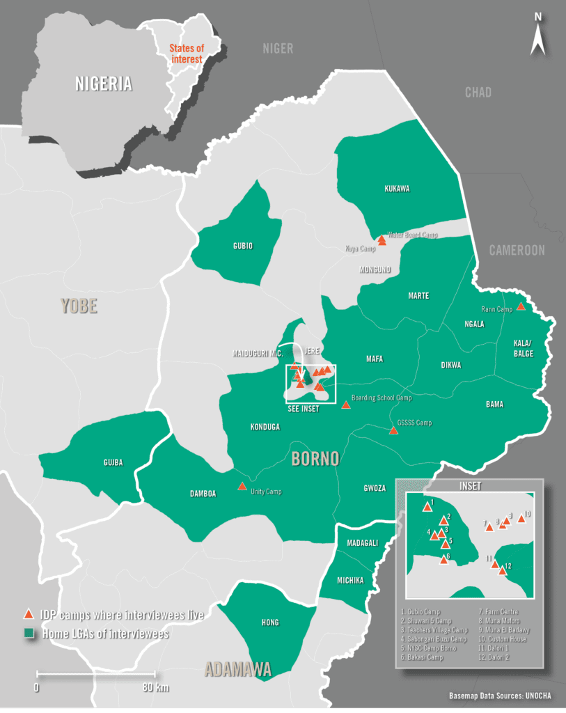 Area of Northeast Nigeria affected by the armed conflict. © UNOCHA/Amnesty International