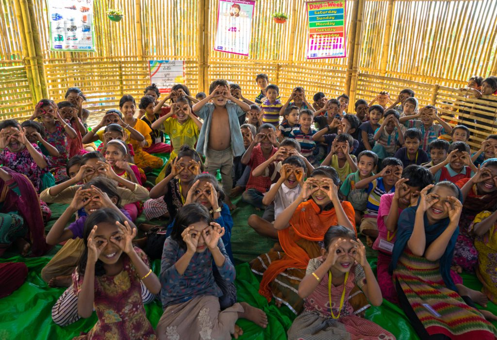 Rohingya children enjoy playing and learning in a refugee camp in Bangladesh. Photo:  Arif Zaman.