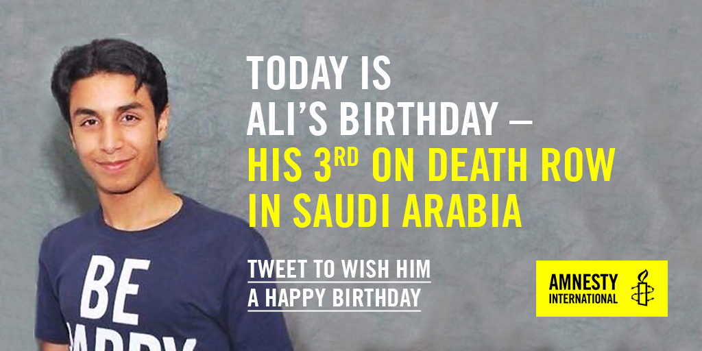 Join activists around the world in sending Ali and his mother, Nasrah, messages of support and strength on his birthday.