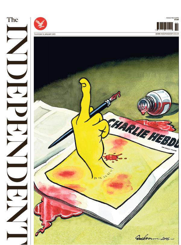 Thursday's Independent front page:
#tomorrowspaperstoday #bbcpapers #CharlieHebdo