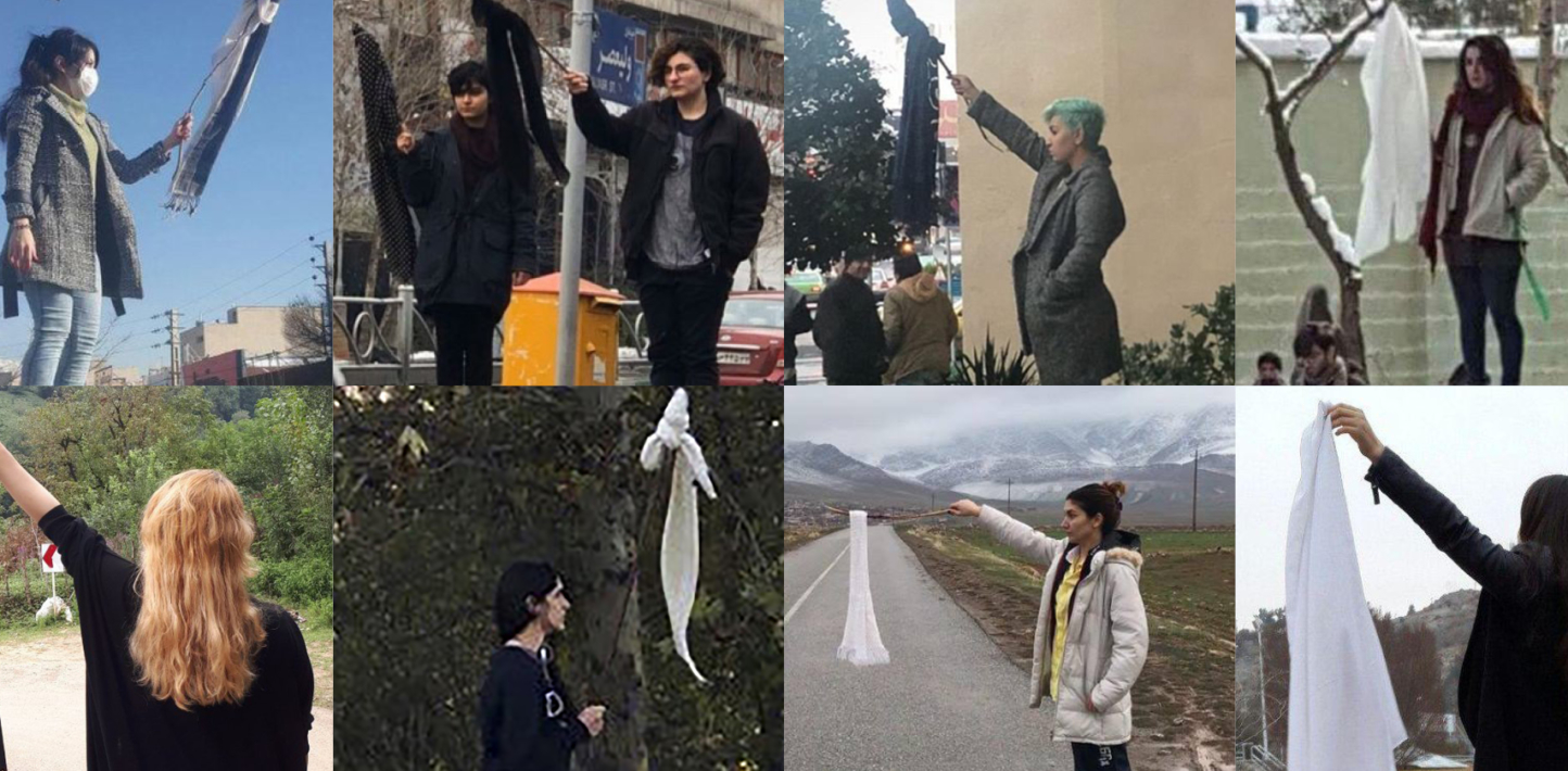 Iranian women protesting against forced hijab