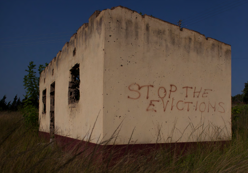 Housing structure of evicted family in Eswatini