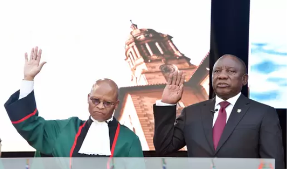Chief Justice of South Africa Mogoeng Mogoeng and the president of South Africa Cyril Ramaphosa