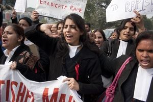 Delhi lawyers protest as the rape suspects face charges. © Louis Dowse / Demotix