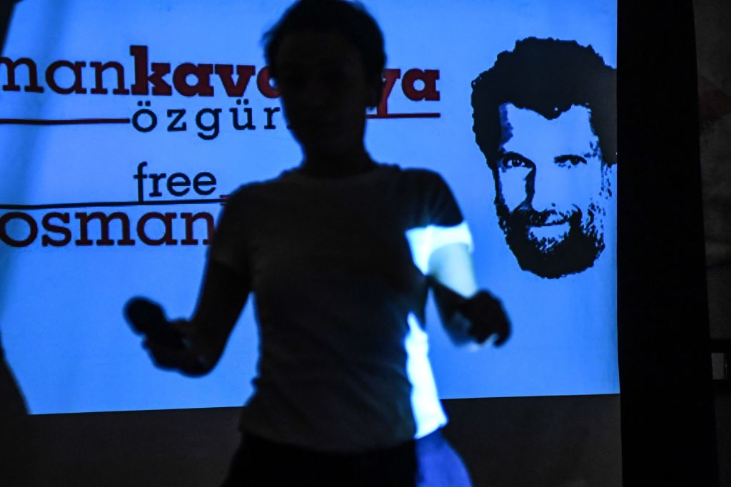 a scene from an event by an organisation campaigning for freedom of osman kavala