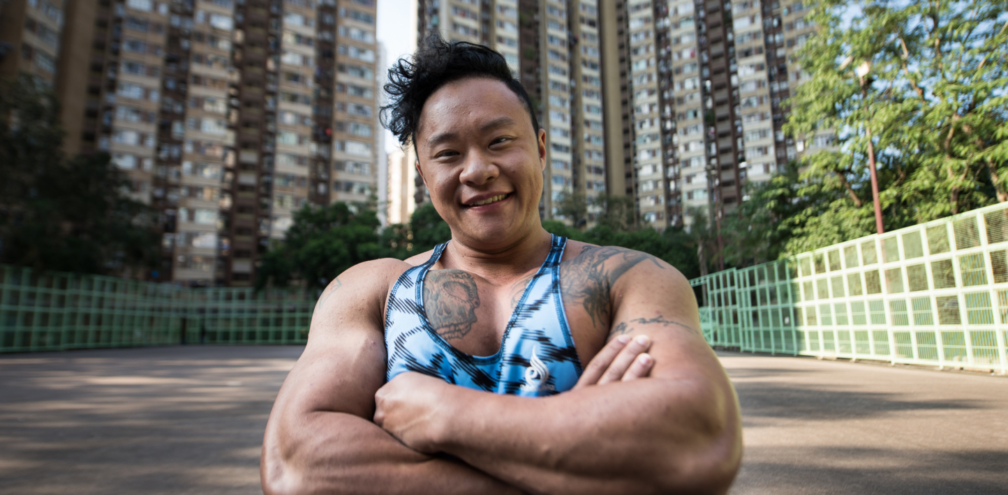 Gender queer bodybuilder Sui-fung Law, who campaigns for transgender rights in Hong Kong.