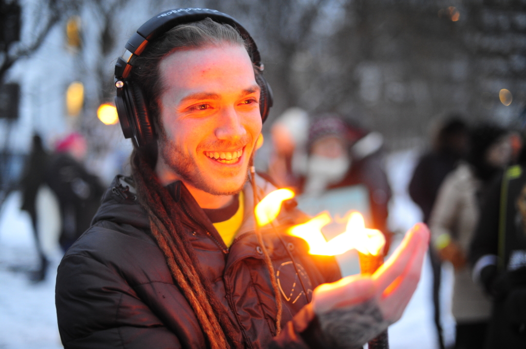 Candlelit vigil in Oslo to free Raif Badawi.