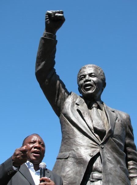 Cyril Ramaphosa by the gates of was formerly known as Victor Verster prison in 2010 to mark the 20th anniversary of Mandela’s release in 2010. © Stefan Simanowitz