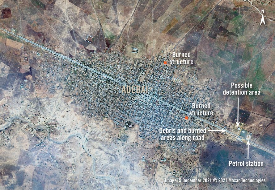 Satellite image overview of Adebai, Western Tigray