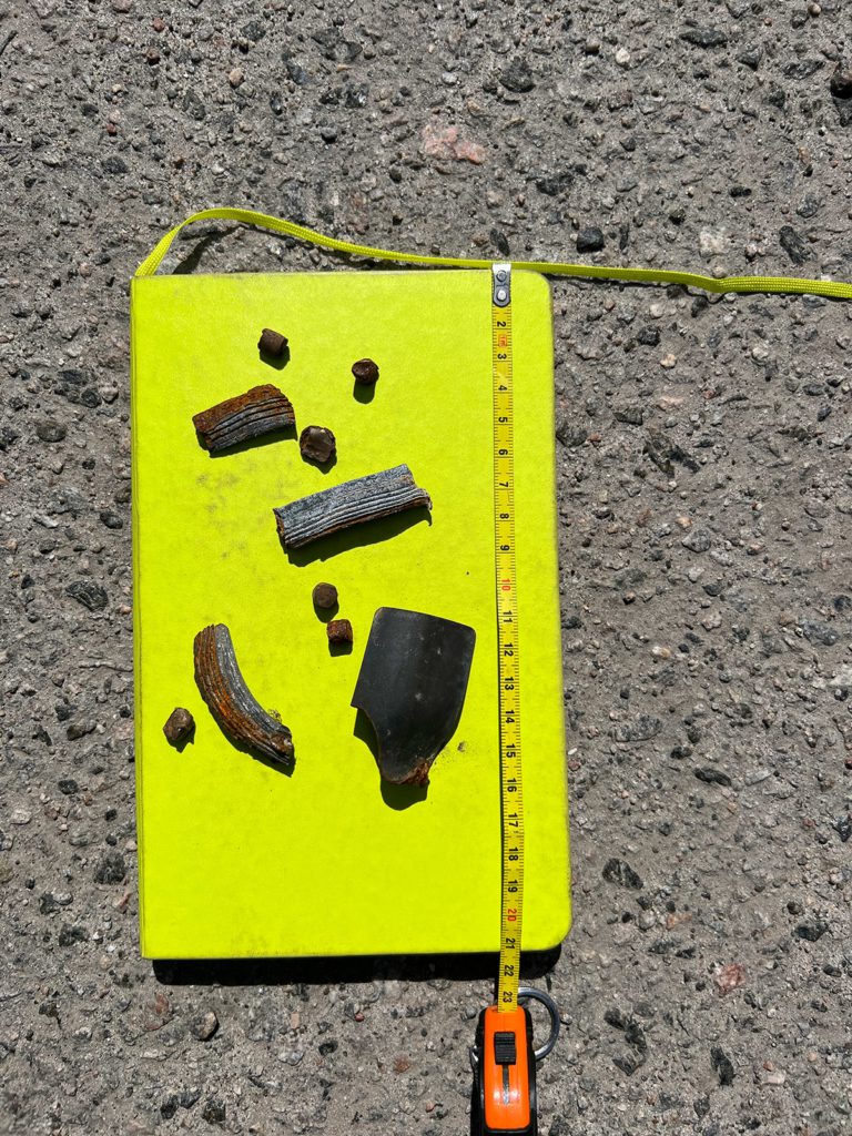 Shrapnel from the cluster munitions which exploded near a crowd of people queueing for humanitarian aid on 24 March 2022.