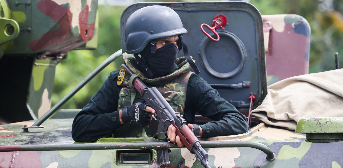 Army soldier travel in armored vehicle