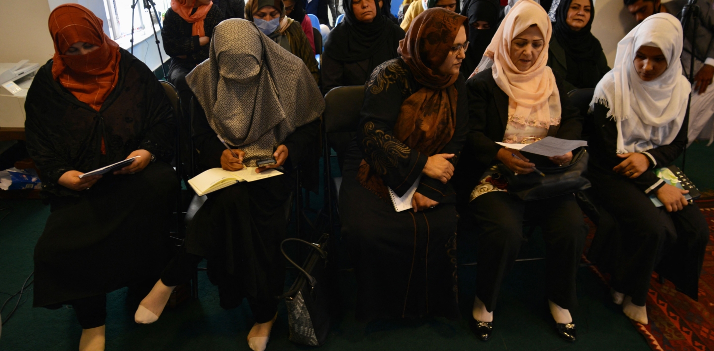 Afghan women at a press conference