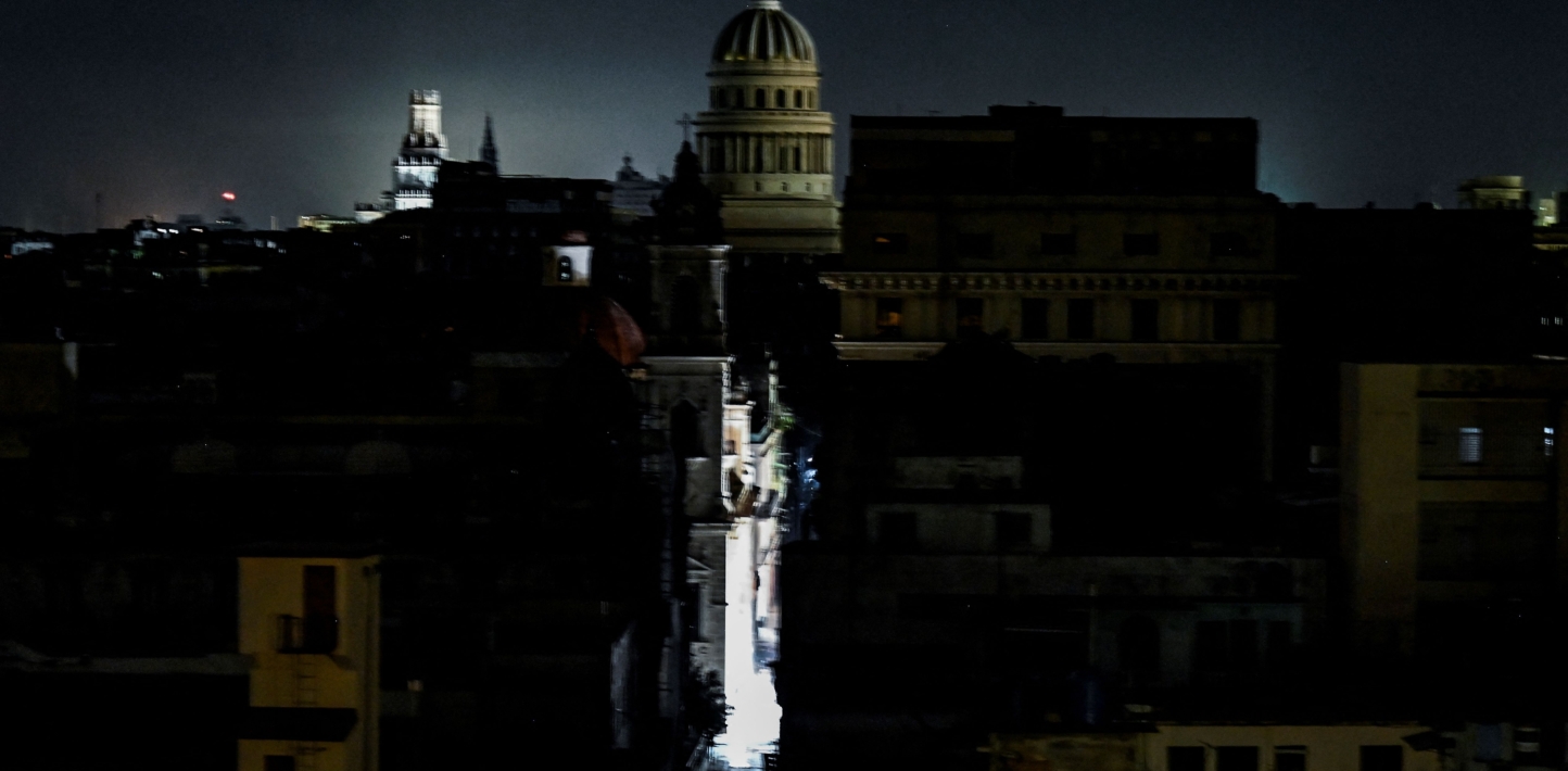 The El Capitolio Nacional building is seen during a blackout in Havana