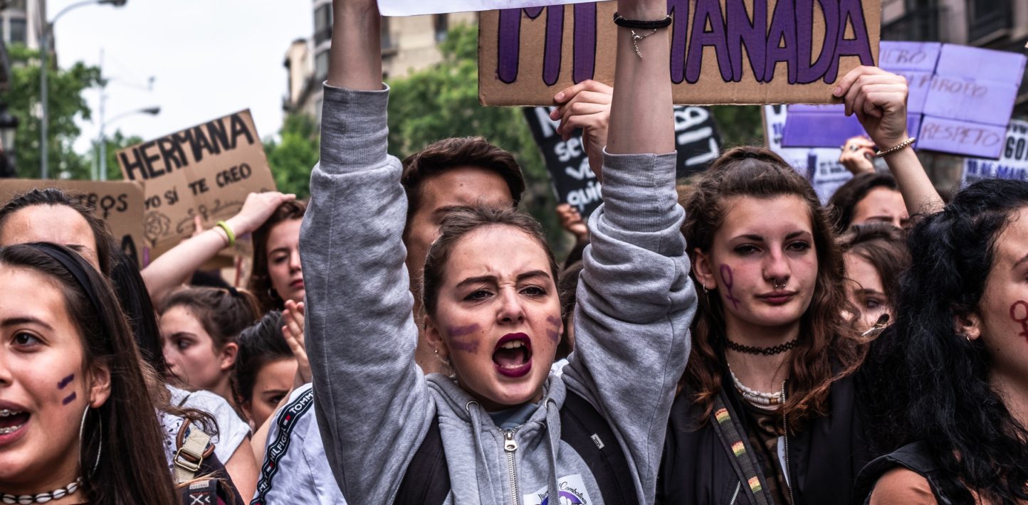 Young women protesting