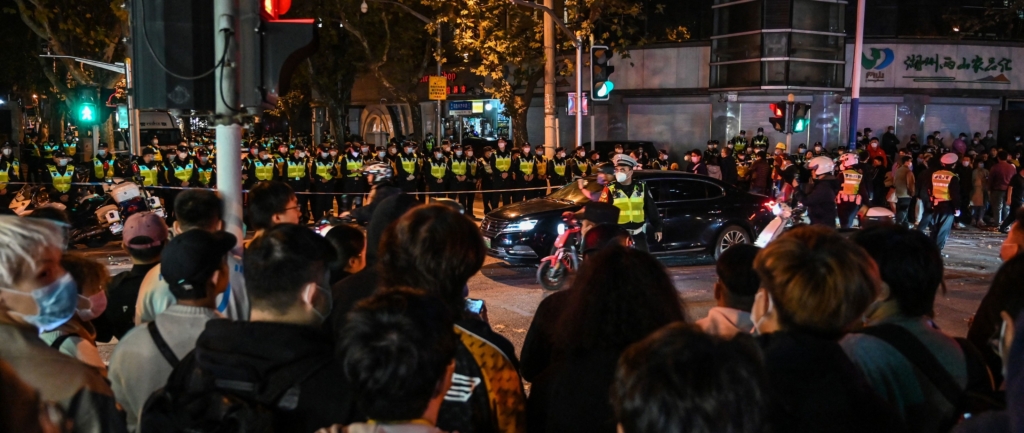 Protests against zero-Covid policy in Shanghai in November 2022 (Getty Images)
