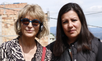 Amnesty International's Secretary General Agnès Callamard stands next to Americas director Erika Guevara-Rosas