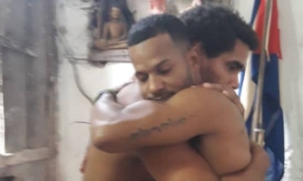 The Cuban artists and prisoners of conscience Luis Manuel Otero Alcántara and Maykel “Osorbo” Castillo Pérez share a hug