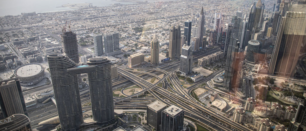View of Dubai cityscape from the Burj Khalifa skyscraper