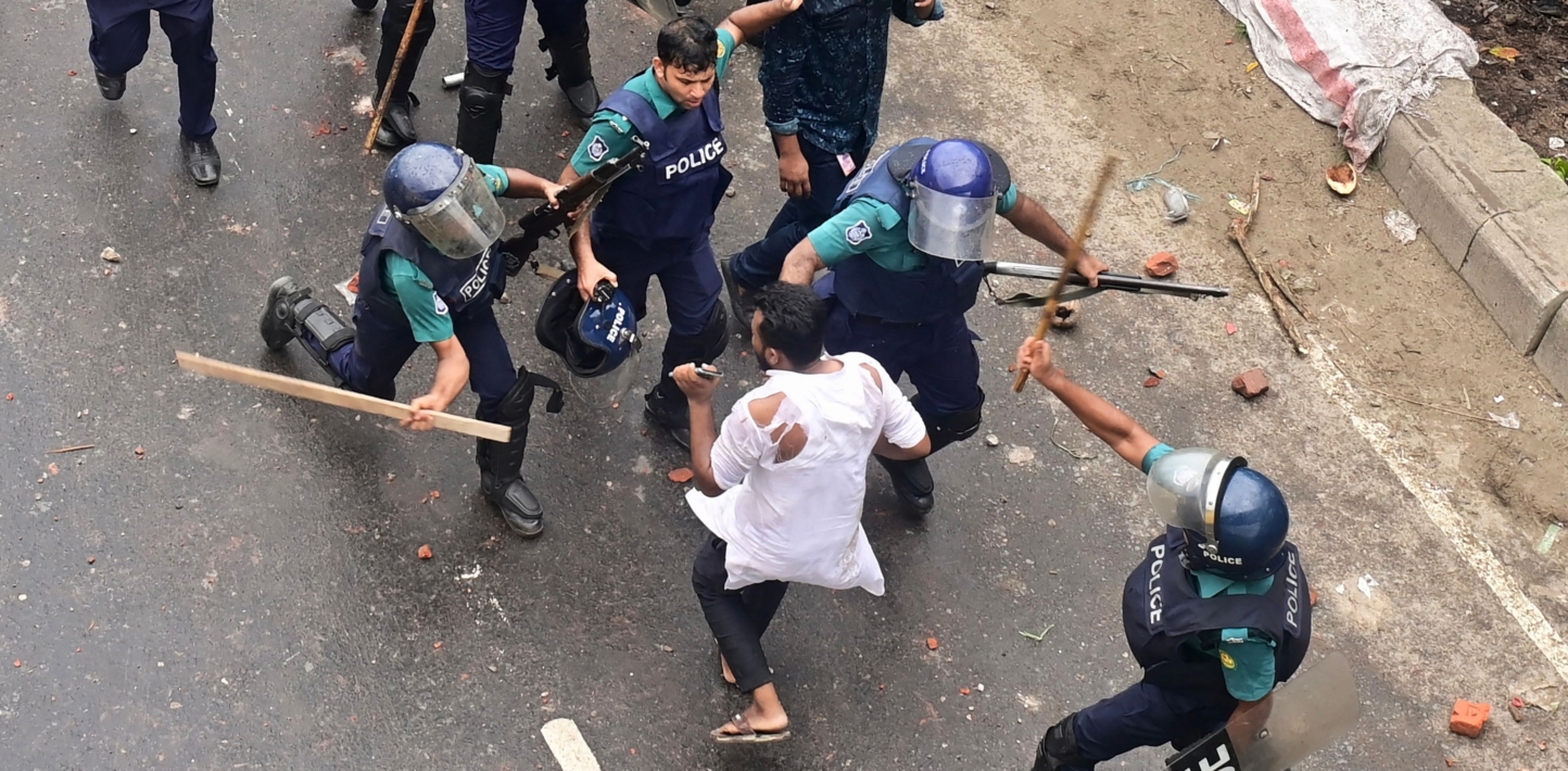 Police hit a Bangladesh Nationalist party (BNP) activist