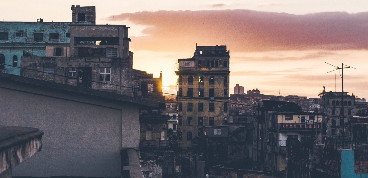 A shot of old town, Havana, Cuba at sunset.