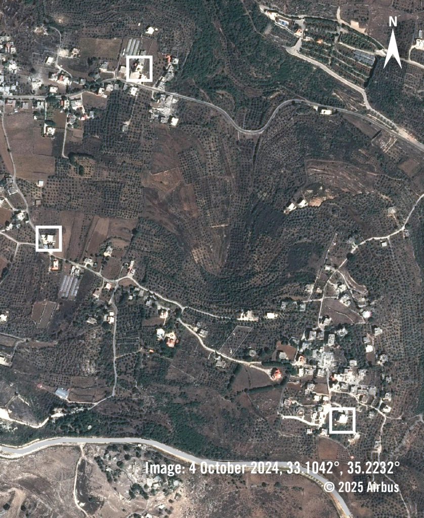 Satellite imagery shows the location of three mosques