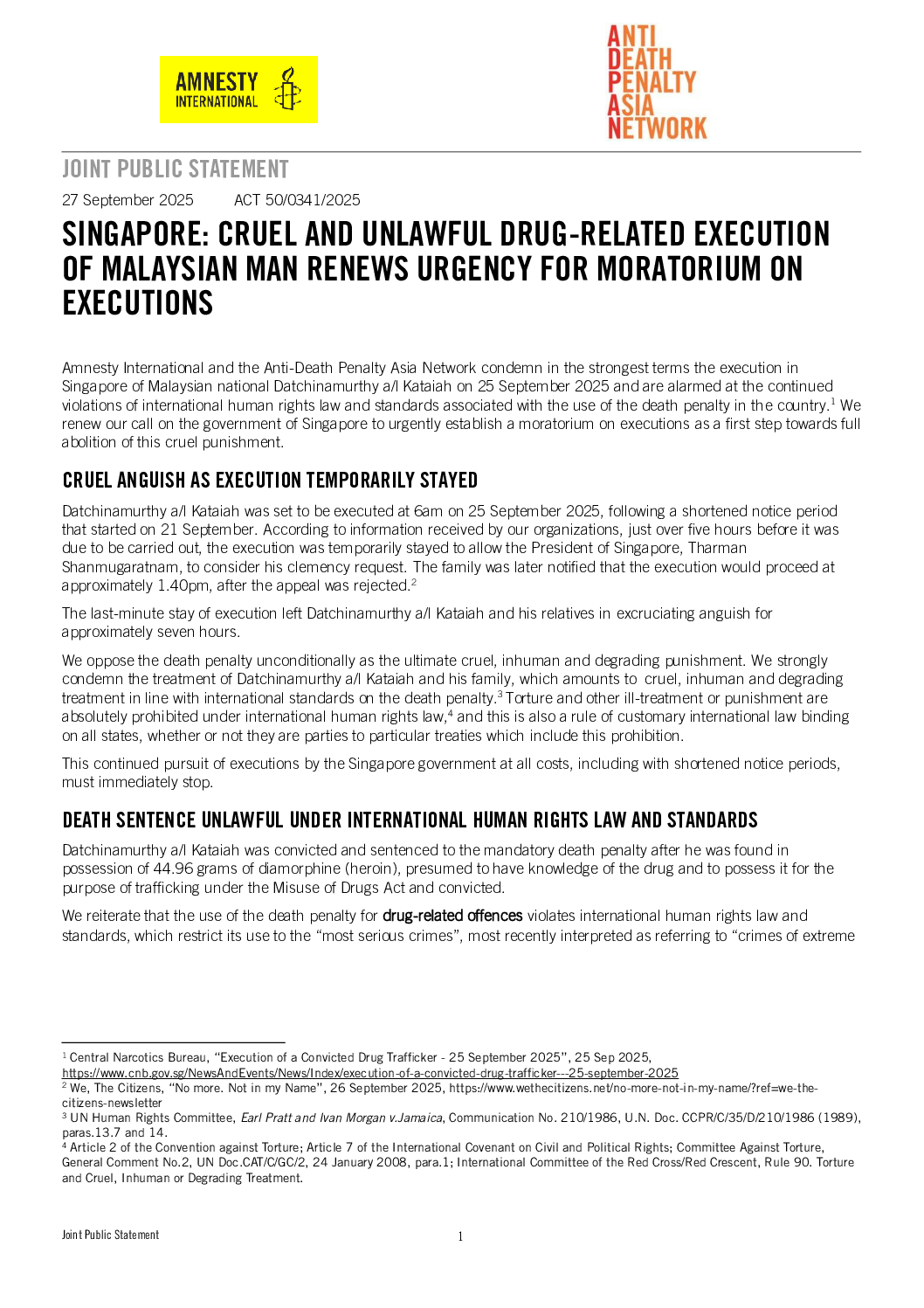 Laporan Amnesty International tentang hukuman mati di Singapura