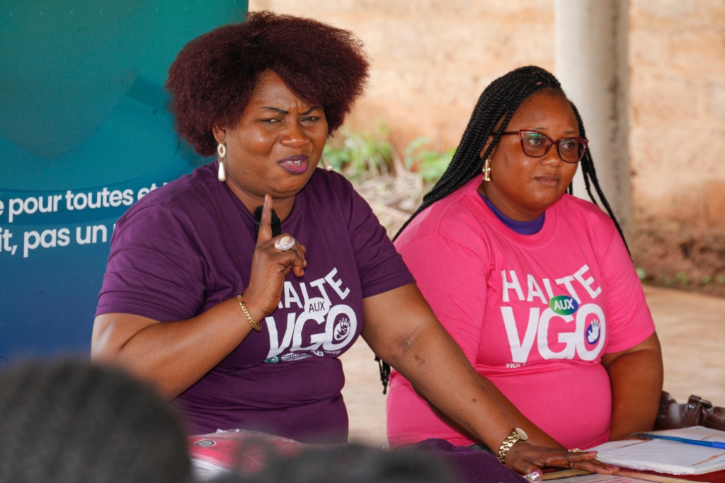 Beninese activist Annick Nonohou Agani during a sensitization session