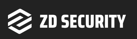 ZD Security logo with white company name on black background