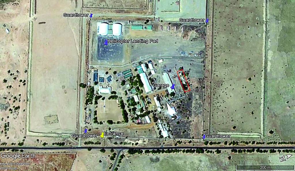 Plano general elaborado con imágenes de satélite de la base del BIR en Salak. © Amnesty International