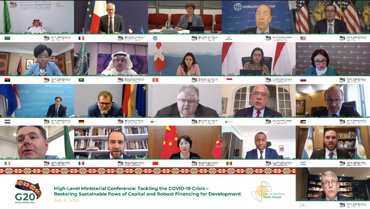 Reunión virtual de los ministros de Economía de los países del G-20.