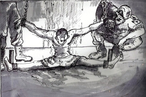 An artist’s drawing portraying ‘water torture’ Nigeria © Chijioke Ugwu Clement