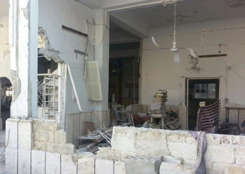 Omar Bin al-Khattab mosque in Jisr al-Shughour, which was hit by an air strike on 1 October 2015 ©Mustafa al-Ahmad