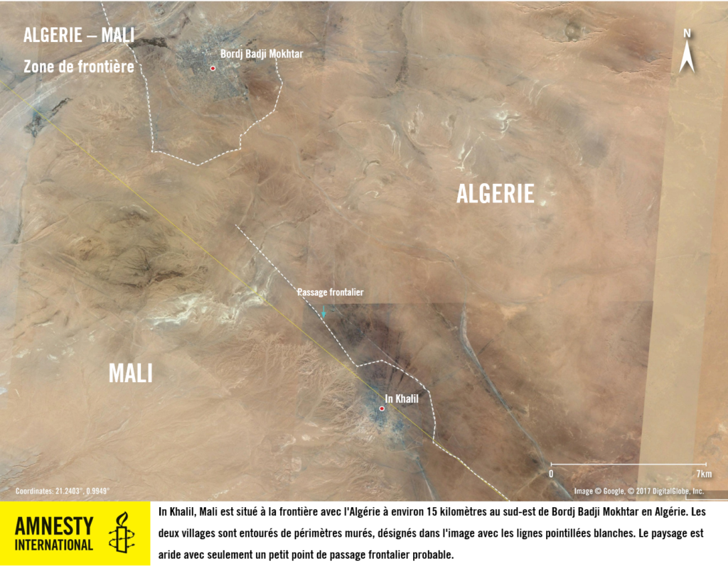 Carte de la frontière entre l'Algérie et le Mali.