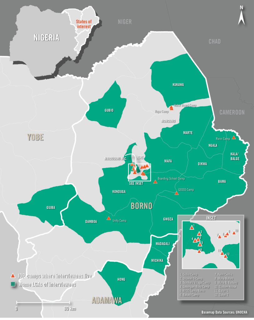 Zone du nord-est du Nigeria touchée par le conflit armé. © UNOCHA/Amnesty International