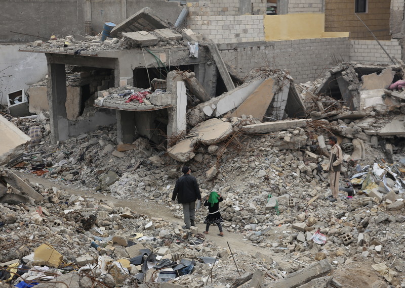 The ruins of the destroyed house where 28 members of the Badran family and five neighbours were killed in a Coalition strike on 20 August 2017 in Raqqa. 	© Amnesty International