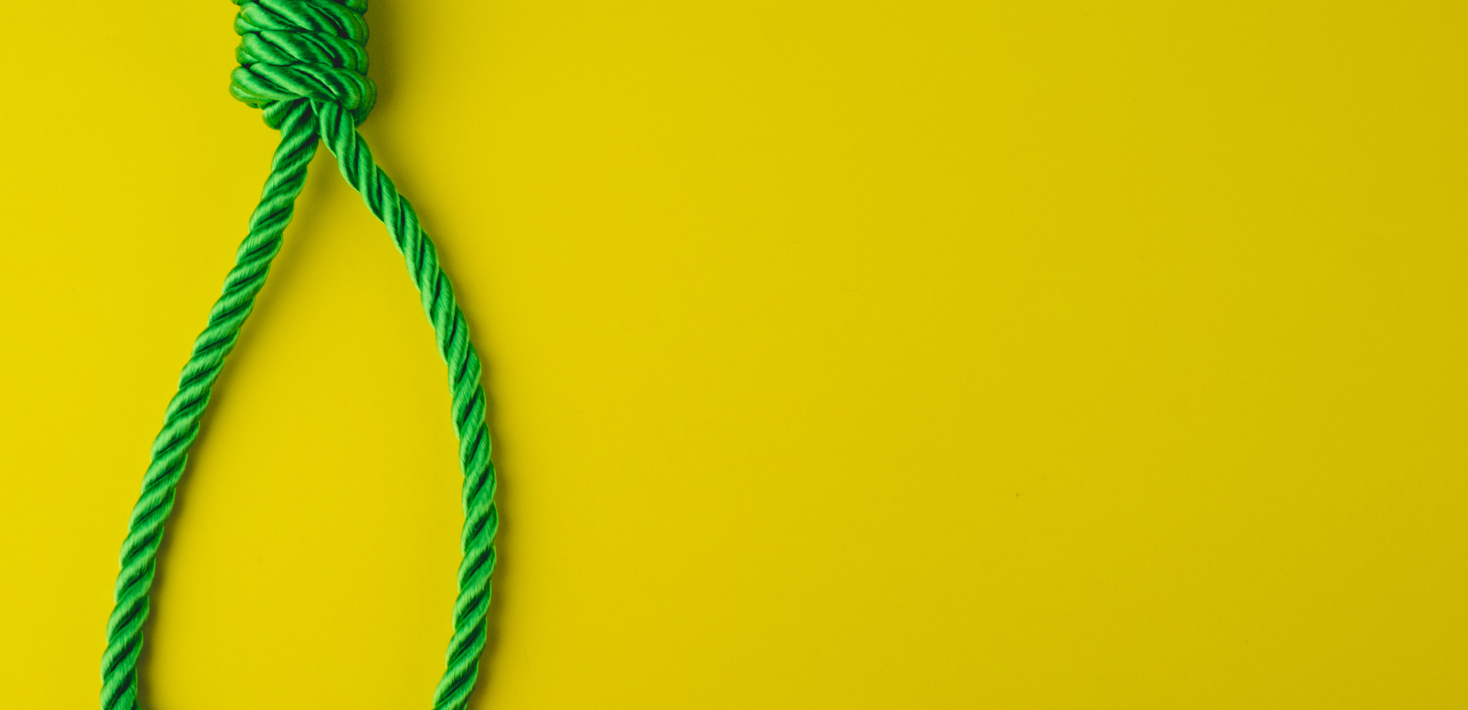 A hangman's knot on a yellow background